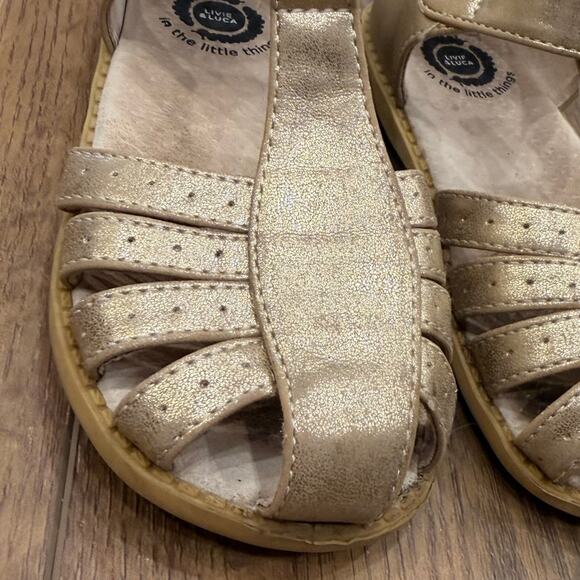 Livie & Luca Paz Gold Metallic Leather Sandals – Girls Size 11 - Picture 4 of 7